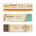 Collection retro horizontal banners with colored stripes template