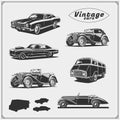 Collection of retro muscle cars and cars service.