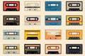 Collection of Retro music audio cassette tape 80s Royalty Free Stock Photo