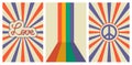 Collection Of Retro Posters. Love, Peace Sign, Rainbow. Vector Illustration Royalty Free Stock Photo