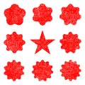 Collection retro stars shapes. Red sparkles. Vintage postal stamps and postmarks Royalty Free Stock Photo