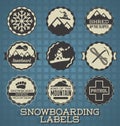 Snowboarding Labels and Icons