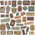Collection of retro-style tickets with an ornate, vintage design. Each ticket features Royalty Free Stock Photo