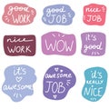 Collection of reward stickers for teachers and kids. Hand drawn vector drawings.