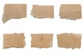 Collection of ripped brown pieces of cardboard, no shadows