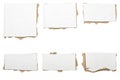 Collection of ripped white pieces of cardboard, no shadows