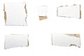 Collection of ripped white pieces of cardboard, no shadows