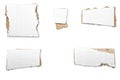 Collection of ripped white pieces of cardboard, shadows