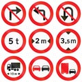 Collection of Road Signs Used in Denmark Royalty Free Stock Photo