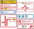 Collection of Road Signs Used in Denmark Royalty Free Stock Photo