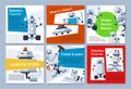 Collection robotics engineering programming banners vector flat illustration artificial intelligence