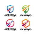 Collection of rocket application logo design template Royalty Free Stock Photo