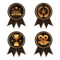 Collection rosette award trophy laurel projector best actor actress Royalty Free Stock Photo