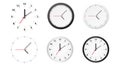 Collection of round analog dial clock faces