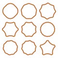 Collection of round outline decorative rope border frames