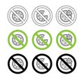 Collection of round outline green, black and white signs for healthy life style