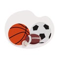 Collection of round and oval balls for different sports and recreational activities vector flat Royalty Free Stock Photo