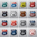 collection of route 66 road signs. Vector illustration decorative design Royalty Free Stock Photo