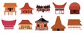 Collection of rumah adat Indonesia. Indonesian traditional houses icon set. Indonesian art and culture