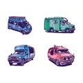 Collection of RV camper travel car vector illustration