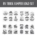 Collection of RV truck camper travel logo design template