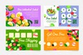 Collection salad loyalty card with barcode for get free or sale discount vector illustration Royalty Free Stock Photo