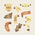 Collection of sale discount origami styled website ribbons Royalty Free Stock Photo