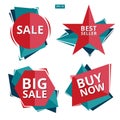 Collection of Sale Discount Styled origami Banners, Labels, Tags