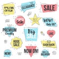 Flat design origami Labels - Outline style 2 Royalty Free Stock Photo