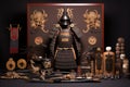 collection of samurai armor elements