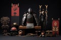 collection of samurai armor elements