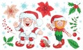 Collection of Santa Claus. Merry Christmas set. Vector, illustration