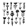 Collection of scandinavian style art, folk floral shapes, elements in vector Royalty Free Stock Photo