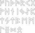 Collection of 24 scandinavic runes. Futhark icon set. Elder viking hieroglyphics. Vector illustration