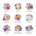 Collection of School Subjects Icons, Education and Science Disciplines with Related Elements, Back to School Concept Royalty Free Stock Photo
