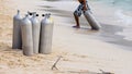 Collection of Scuba Diving Air Tanks. Royalty Free Stock Photo