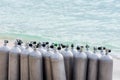 Collection of Scuba Diving Air Tanks. Royalty Free Stock Photo