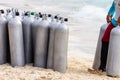 Collection of Scuba Diving Air Tanks. Royalty Free Stock Photo