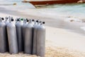 Collection of Scuba Diving Air Tanks. Royalty Free Stock Photo