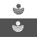 collection of sea logos with black and white waves and seagulls Royalty Free Stock Photo