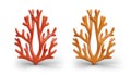 Collection with sea red and orange corals. Element for home aquarium decoration Royalty Free Stock Photo