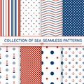 Collection of sea seamless patterns Royalty Free Stock Photo