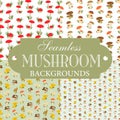 Collection of seamless backgrounds on the topic of mushrooms