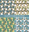 Collection of seamless cats pattern.