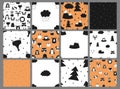 Collection of seamless children patterns. Vector hand-drawn black and white baby Scandinavian illustration. Pattern for banner, po