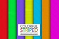 Collection of seamless colorful striped patterns. Bright geometric repeatable backgrounds. Vector vibrant textile prints Royalty Free Stock Photo