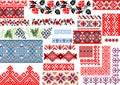 Collection of 25 Seamless Ethnic Patterns for Embroidery Stitch Royalty Free Stock Photo