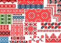 Collection of 30 Seamless Ethnic Patterns for Embroidery Stitch Royalty Free Stock Photo