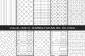 Collection of seamless geometric patterns. Simple vector backgrounds Royalty Free Stock Photo