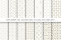 Collection of seamless ornamental vector patterns. Grid geometric oriental design.